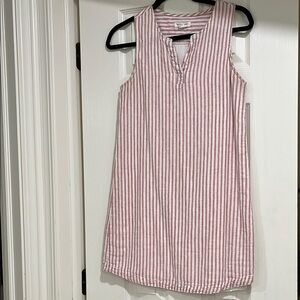 Pink and White Striped Sleeveless Dress